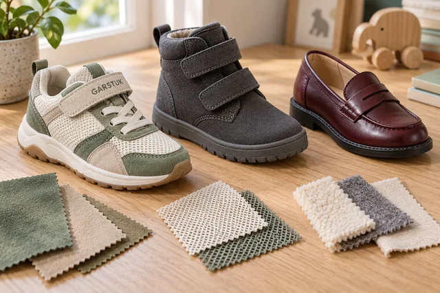 Children’s shoe materials for rain, cold and active walks