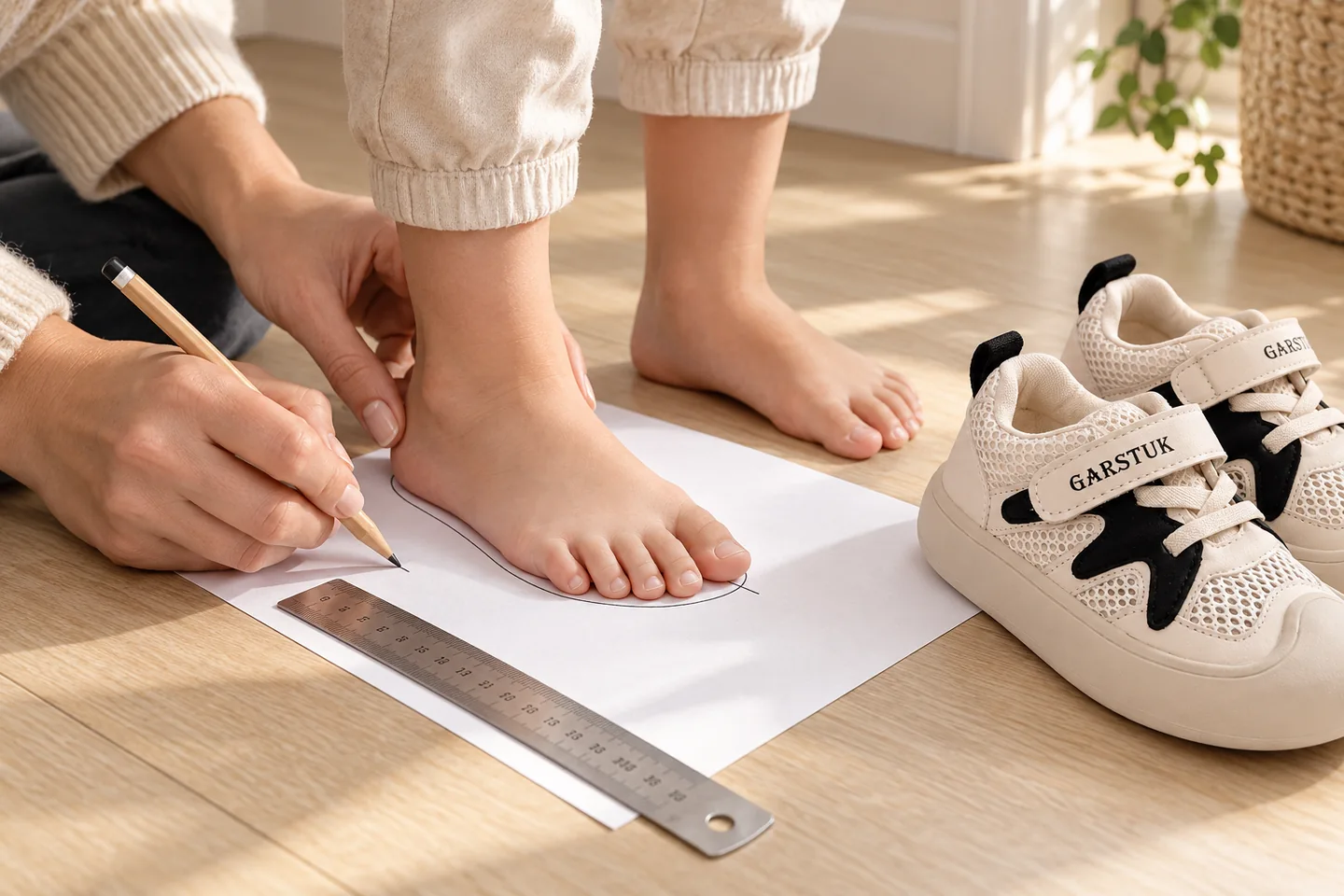 Measuring a child’s foot